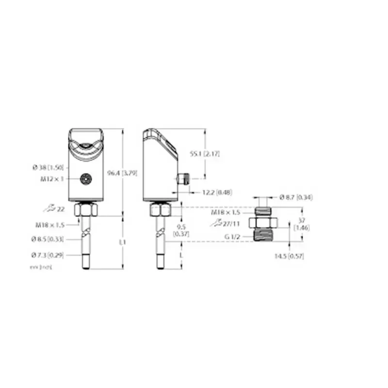 T-URCK FS100-300L-60-2UPN8-H1141 flow sensor 100028425 10-33 VDC induction switch for liquid medium flow monitoring