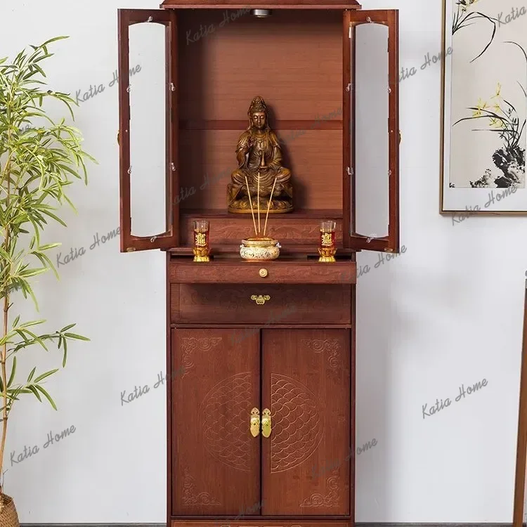 with door offering table God of Wealth placement cabinet Guan Yu statue offering table