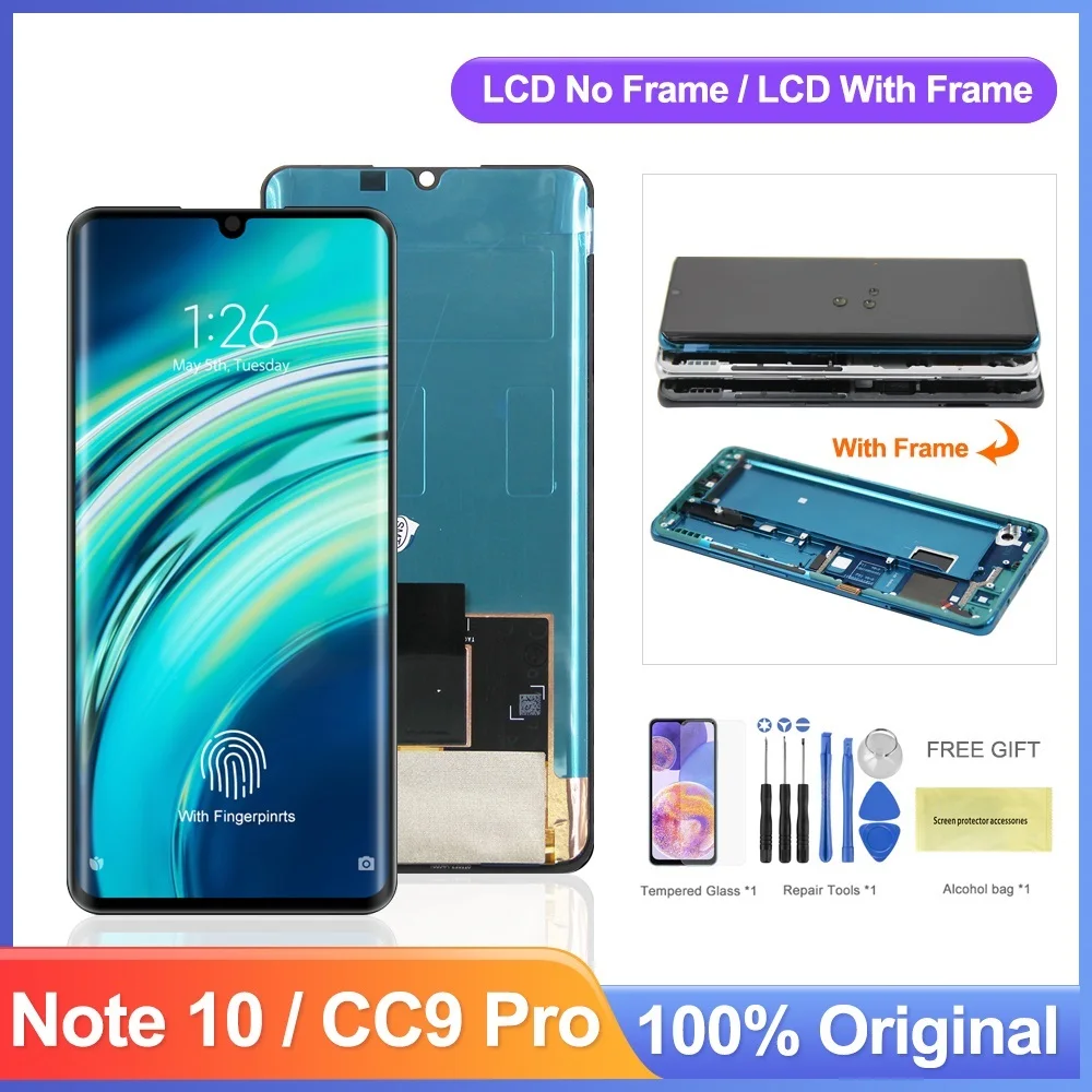 

Новый 6,47 ''оригинальный CC9 Pro экран, для Xiaomi Mi Note 10 / Note 10 Pro M1910F4G, ЖК-дисплей, сенсорный экран