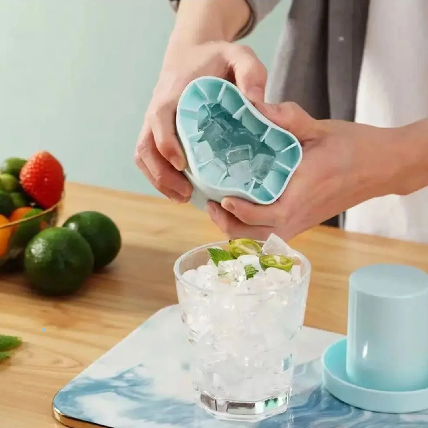 Molde de cubo de gelo de silicone redondo balde de gelo verão caseiro diy geladeira congelar fabricante de gelo criativo molde d