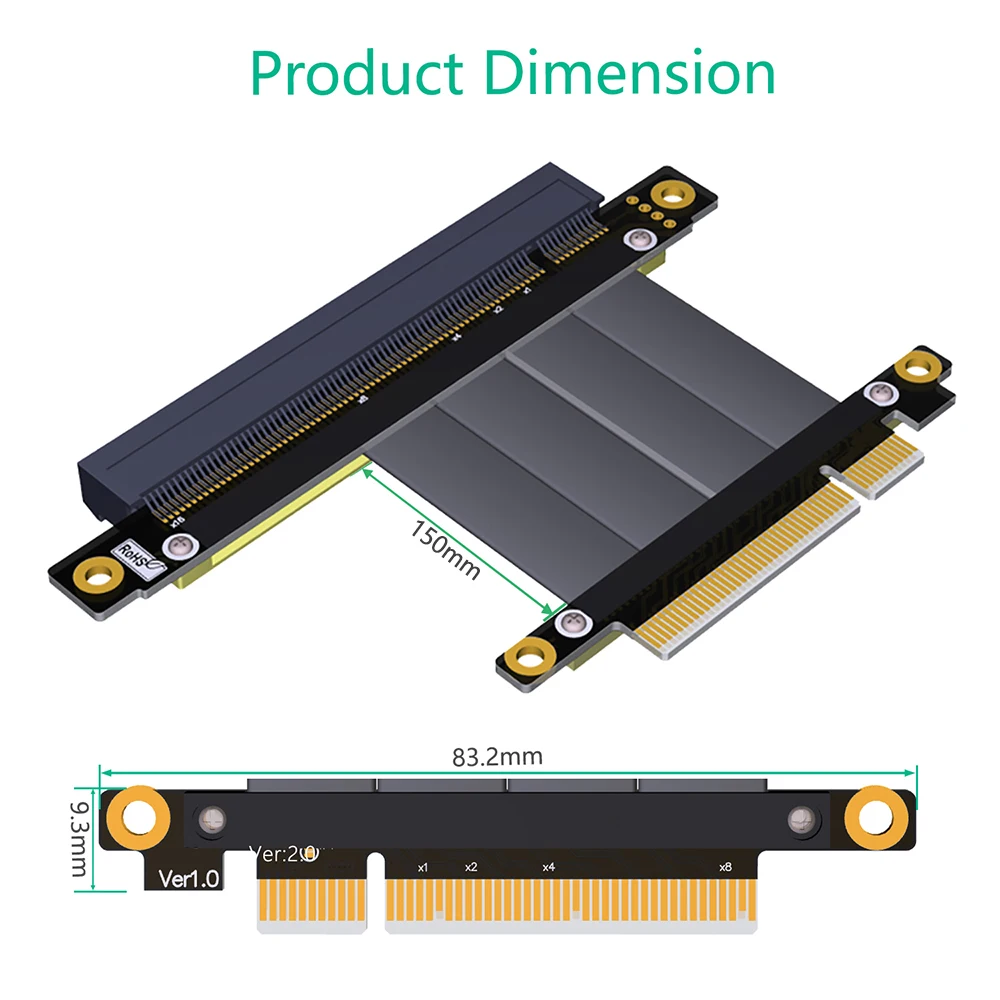 PCIE Райзер PCI-E 8X до 16X Райзер Расширитель карты адаптер PCIe 16X PCI Express Гибкий кабель PCIe Gen3 8 Гб кабели 17 см осевой кабель