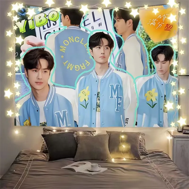 Wang Yibo [ملحقات المروحة] قماش خلفي مخصص، ملصق بجانب السرير، قماش حائط وقماش معلق لتجديد المهجع