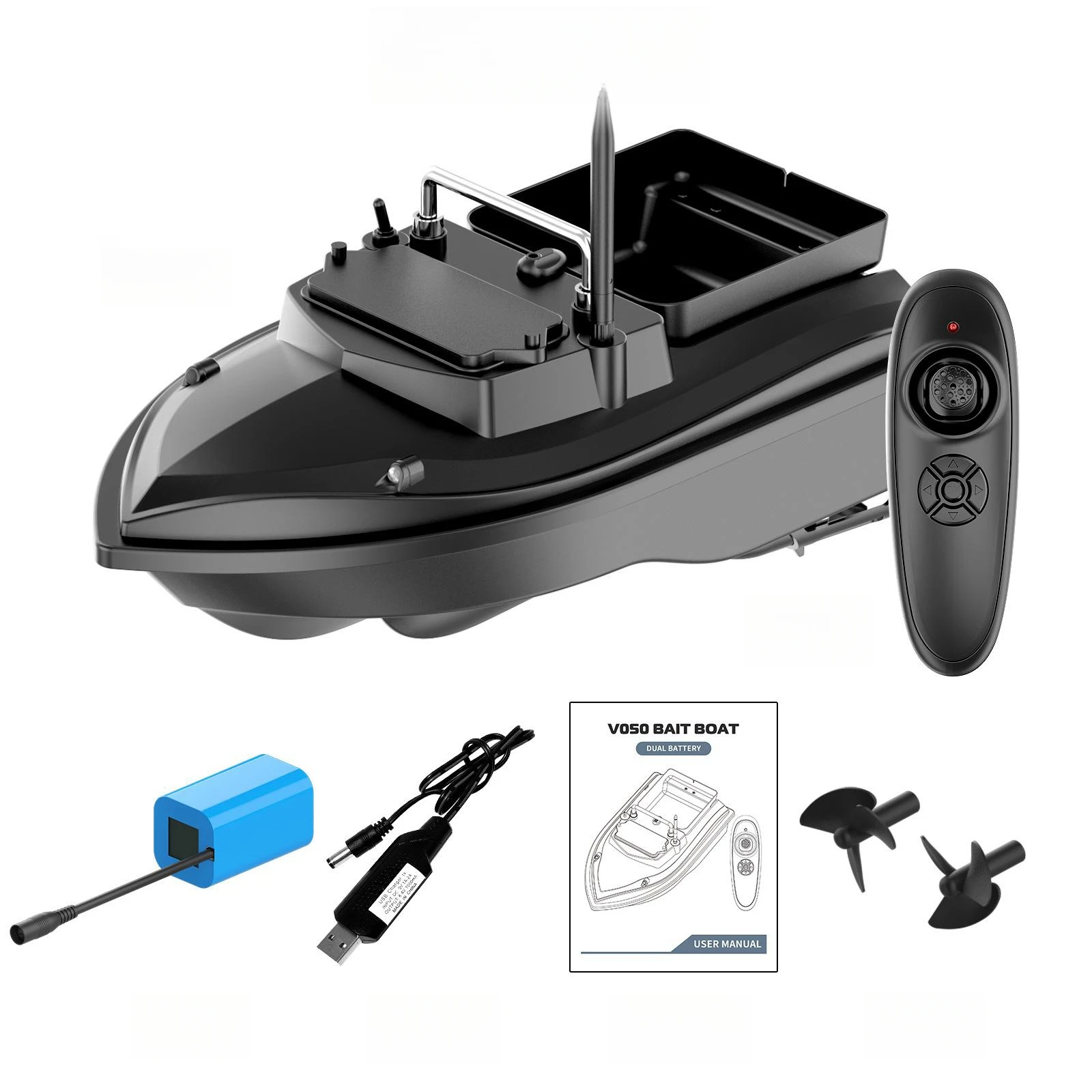 Wholesale Remote Control Fishing Bait Boat Smart Fixed Speed Super High Power Dual Night Light Fishing Lure Boat