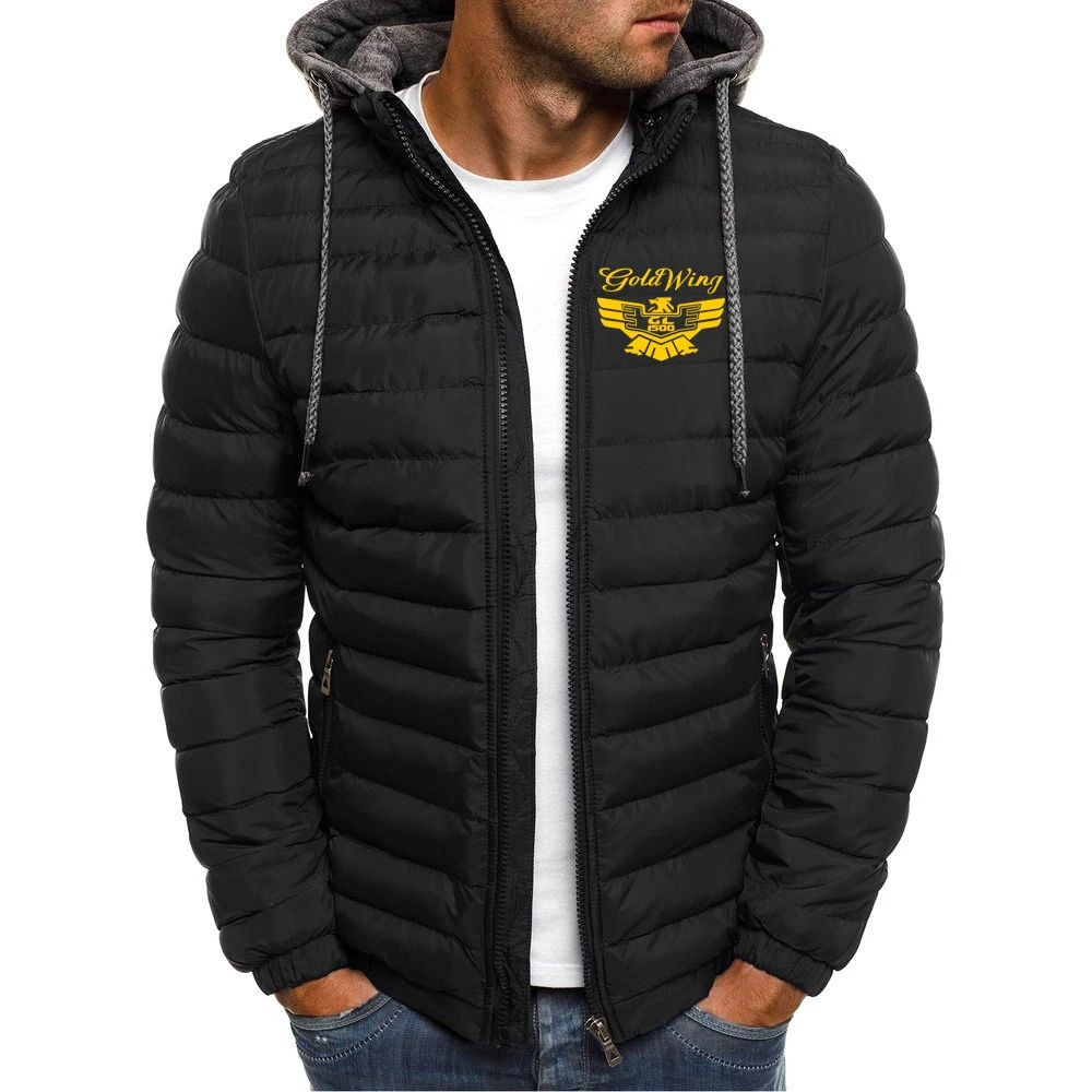

2024 Goldwing GL 1500 Men Printing New Autumn and Winter Popular Patchwork Cotton-padded Jacket Hooded Coats Printing Tops