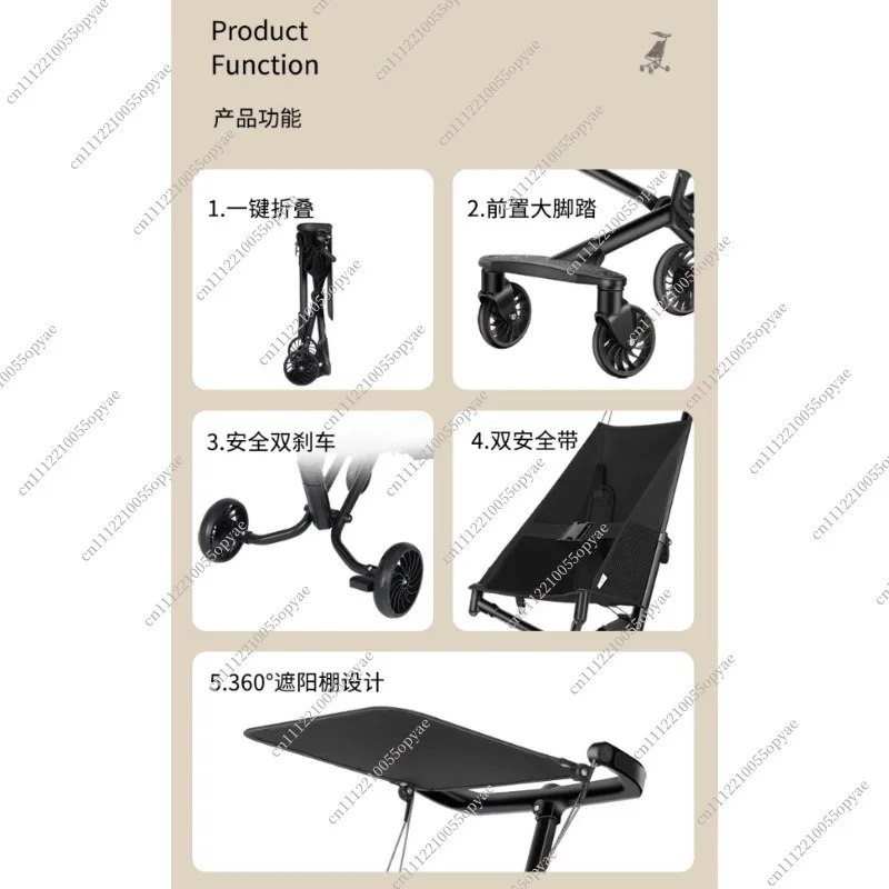 Ultra Lightweight Baby Trolley One Key Foldable Reversible for 1 6 Years Toddler Stroller Compact Wagon