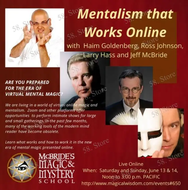 

Ментализм, это работает онлайн с Хаймом Голденберг, Росс Джонсон, Ларри Хас и Джефф МакБрайдом Волшебные трюки (58, загрузка в магазине)