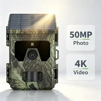 50MP 4K Solar Panel Hunting Camera Infrared Night Vision Monitoring Wildlife Trap Trail Camera Video Photo Recorder Cam