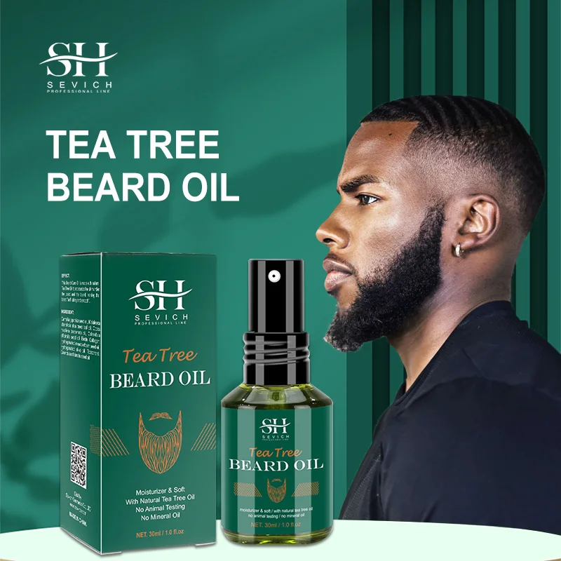 Sevich chá árvore crescimento barba óleo rápido eficaz crescimento da barba e pele limpa grosso & flexível essência de cuidados com a barba para homem 30ml