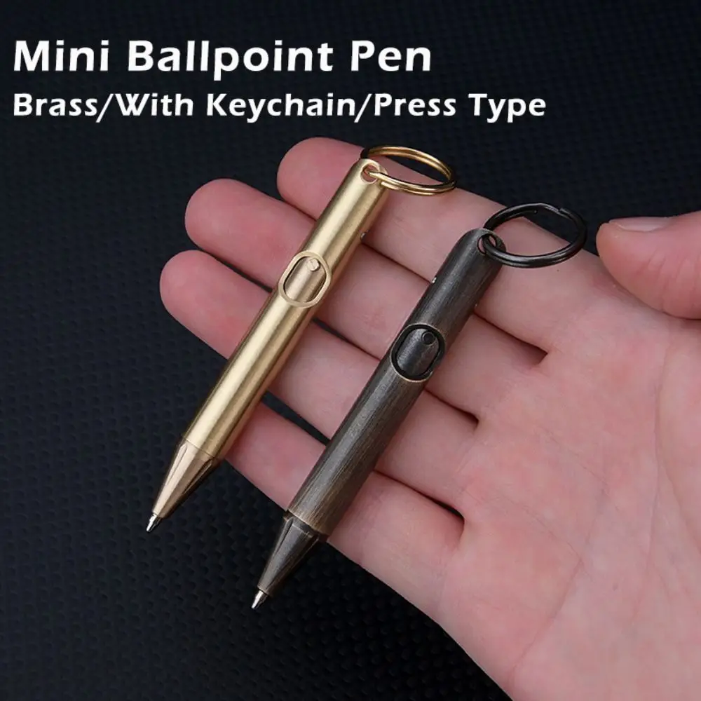 Multifunctional Brass Mini Ballpoint Pen with Keychain Portable Gel Pen Writing Pen Outdoor - view 5