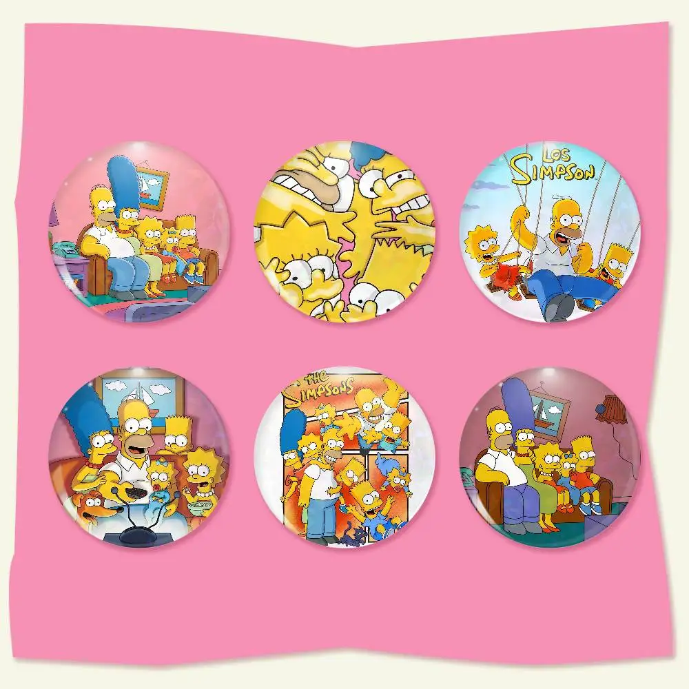 The S-Simpson F-Family Badge on Backpack Accessories Manga Icons Pins Round Cartoon Brooches for Clothes Bag Decor Gifts