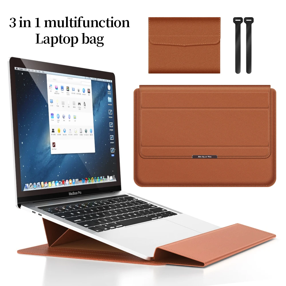 

Роскошный универсальный кожаный чехол для ноутбука с подставкой для Macbook Lenovo HP ASUS 11-17 дюймов, мягкие чехлы для ноутбука, сумка для хранения