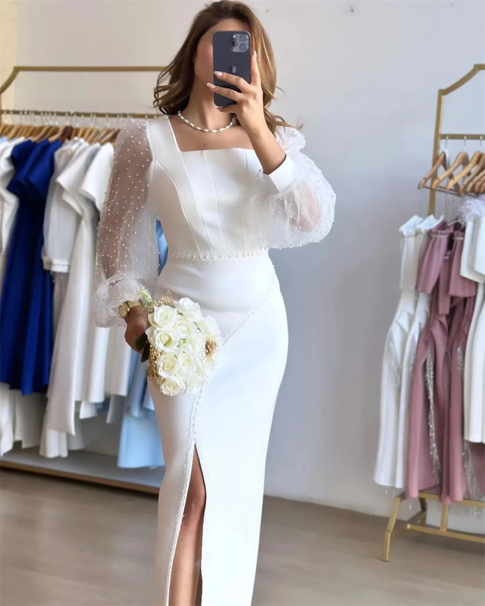 Customized Jiayigong Fashion Square Sheath Celebrity Party Flowers Sequin Draped S vestidos para eventos especiales שמלות נשף