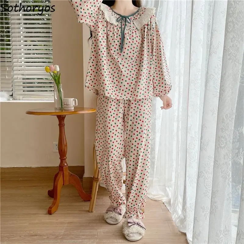 Pajama Sets Women Lace-up Designed Sweet Home All-match Daily Cozy Basics Leisure Graceful Attractive Korean Style Ladies Spring