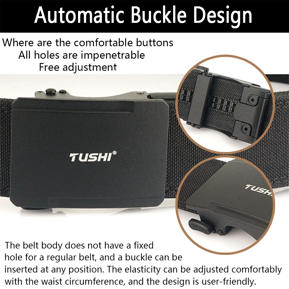 Tushi neuer harter taktischer Gürtel für Männer Metall automatische Schnalle ipsc Waffen gürtel 1100d Nylon Militär gürtel Outdoor Sport gürtel männlich – Detail 3
