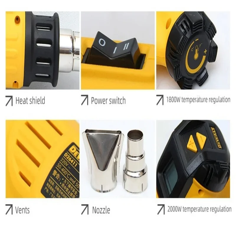 DEWALT Industrial Grade Adjustable Temperature D26411-D26414 Precision CNC Digital Display Hot Air Gun/Torque Gun
