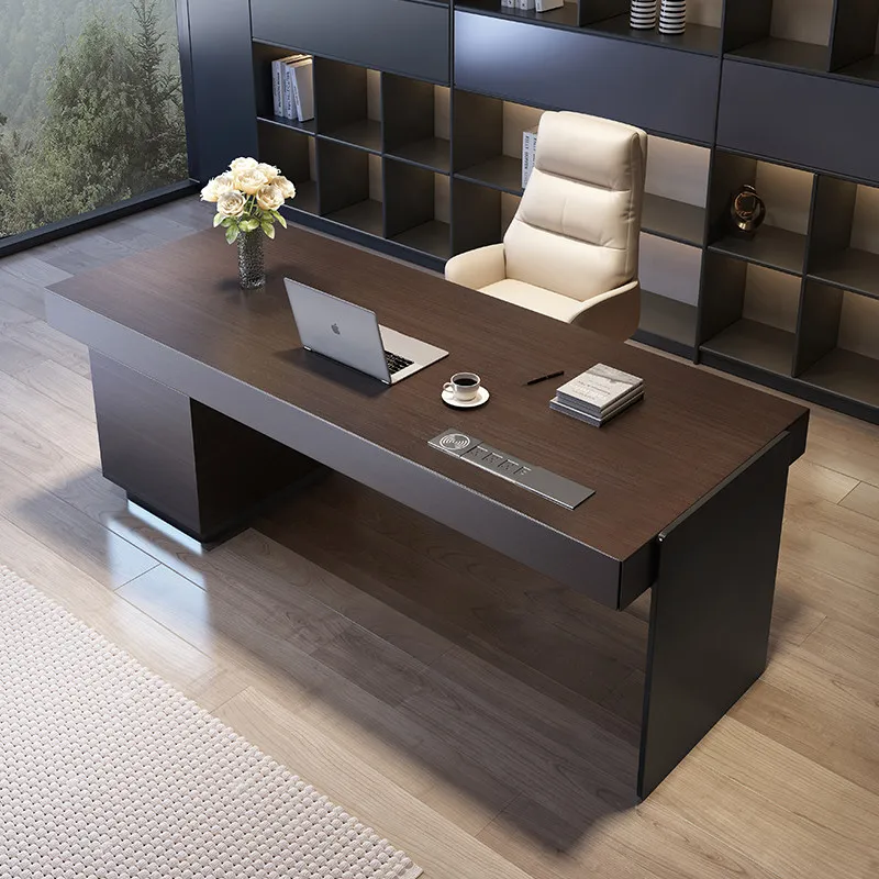 Italian minimalist desk, modern light luxury designer simple solid wood desk, high-end study desk computer desk