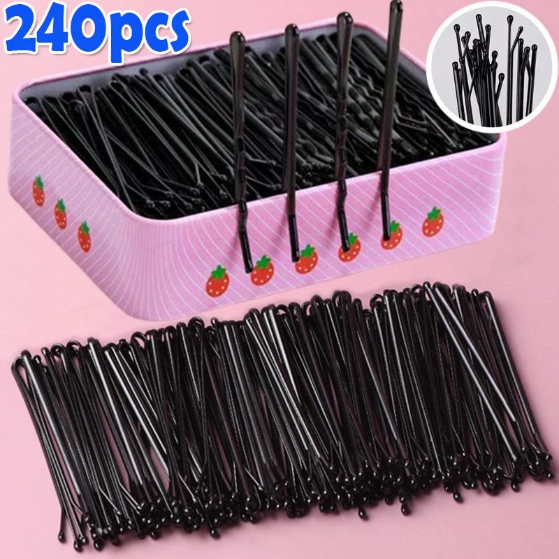 60-240PCS 4/6cm U Shaped Alloy Hairpins Waved Hair Clips Metal Black Bobby Pins Barrettes Bridal Hairstyle Tools Fashion Hairpin