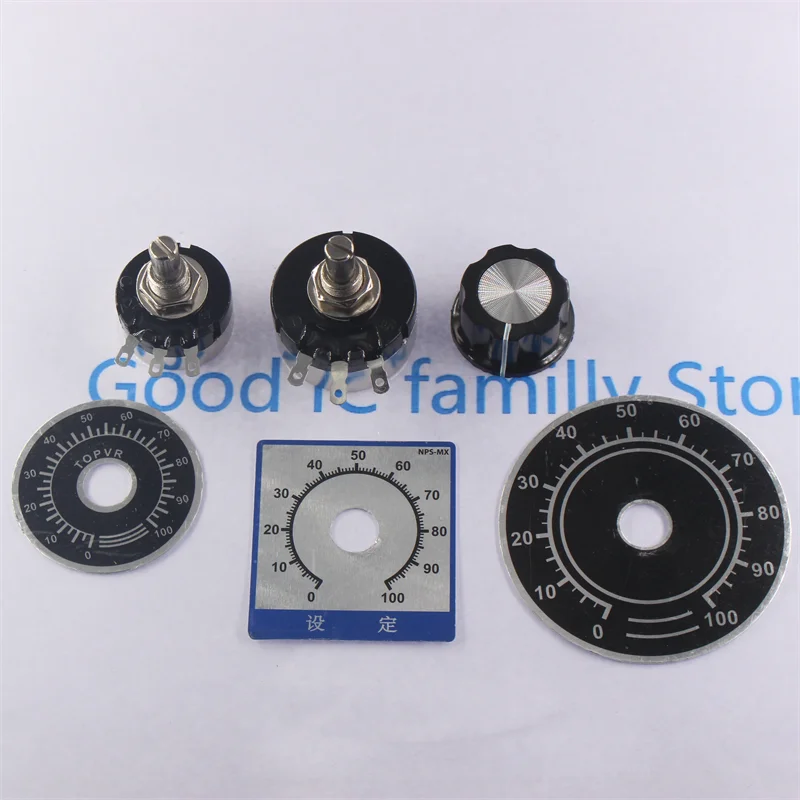 RV24YN20S 1K 2K 5K 10K 20K 50K 100K 103 102 1MΩ シングルターン カーボン皮膜 ロータリーテーパーポテンショメータ A03ノブとダイヤル付き