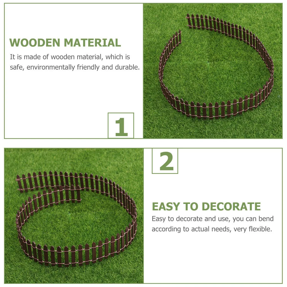 

2Pcs Mini Wood Fence Flexible Bendable Fairy Garden Mini Plant Decor Accessory Miniature Fence Durable Adornments