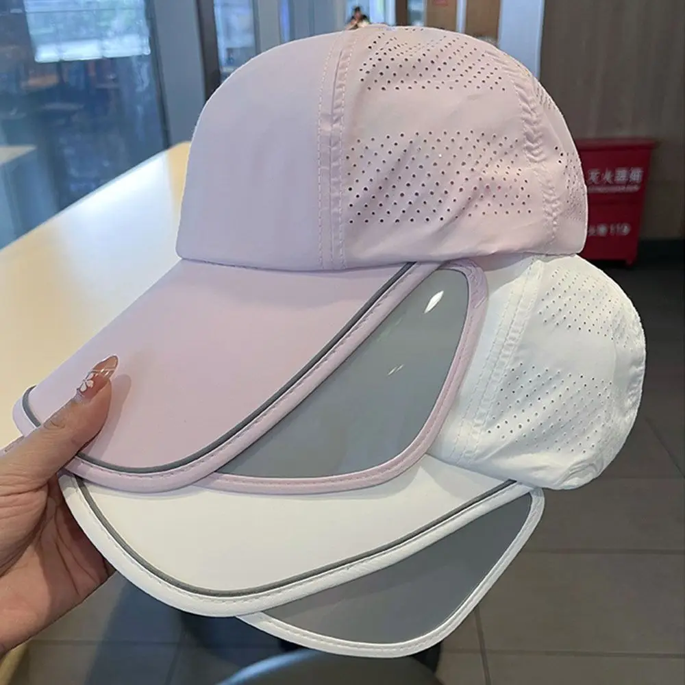 Portable Wide Brim Baseball Hat Sunscreen Retractable Sports Cap Anti-UV Quick Dry Fishing Hat Unisex