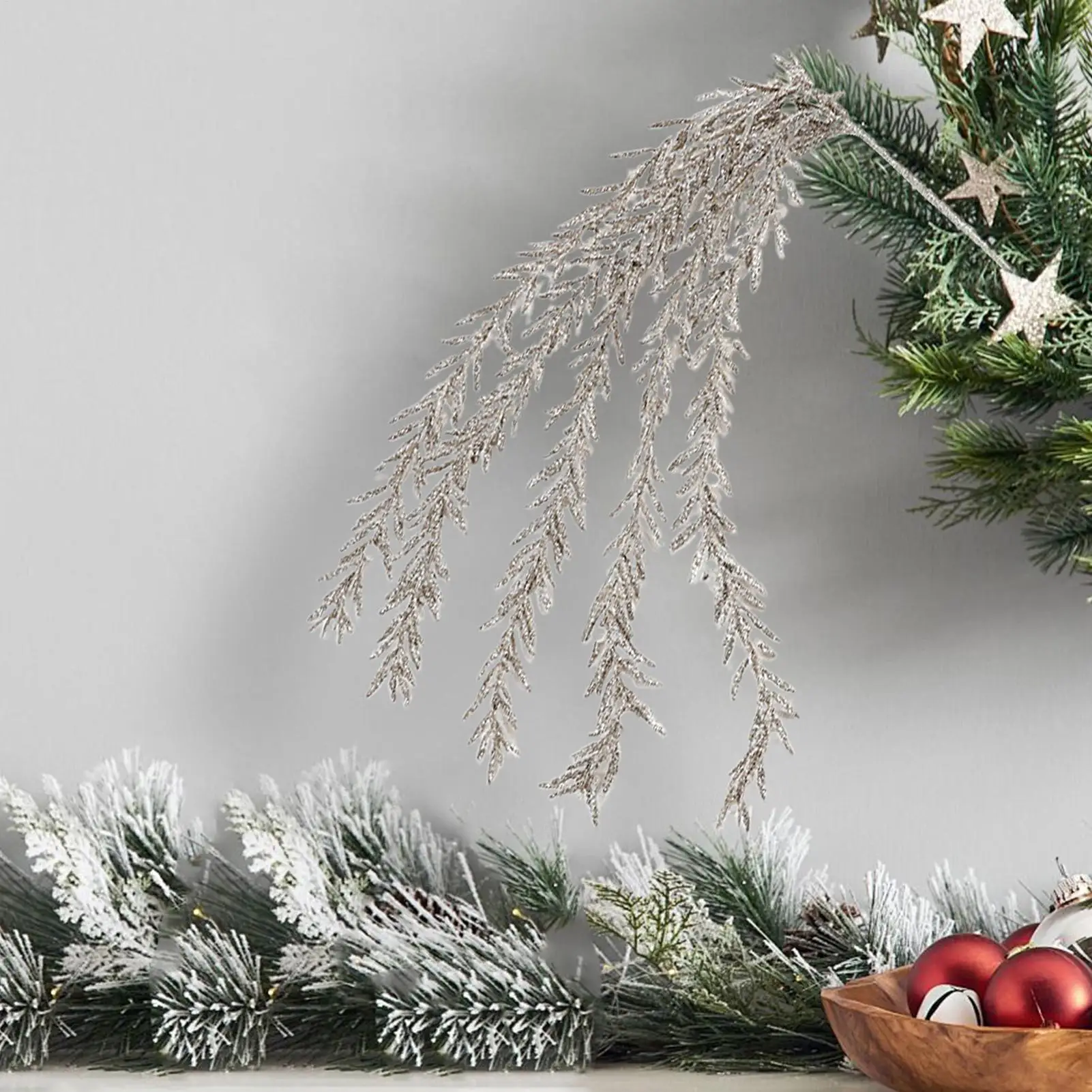 Christmas Picks Stem Glitter Garland Christmas Picks For Crafts For Indoor Holiday Winter Fall Mantle Outdoor Fireplace Table