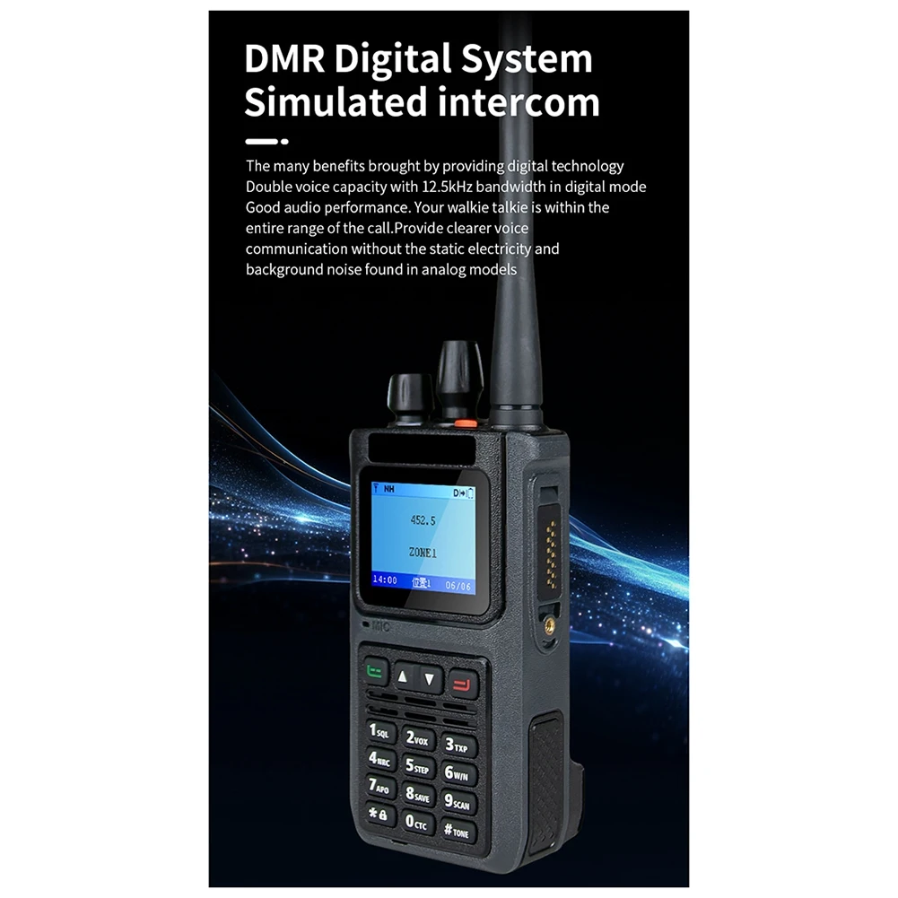 A64I 신형 DP999 DMR 디지털 무전기 AES256 암호화 IP67 방수 10W 고출력 -보더 타입-C EU 플러그