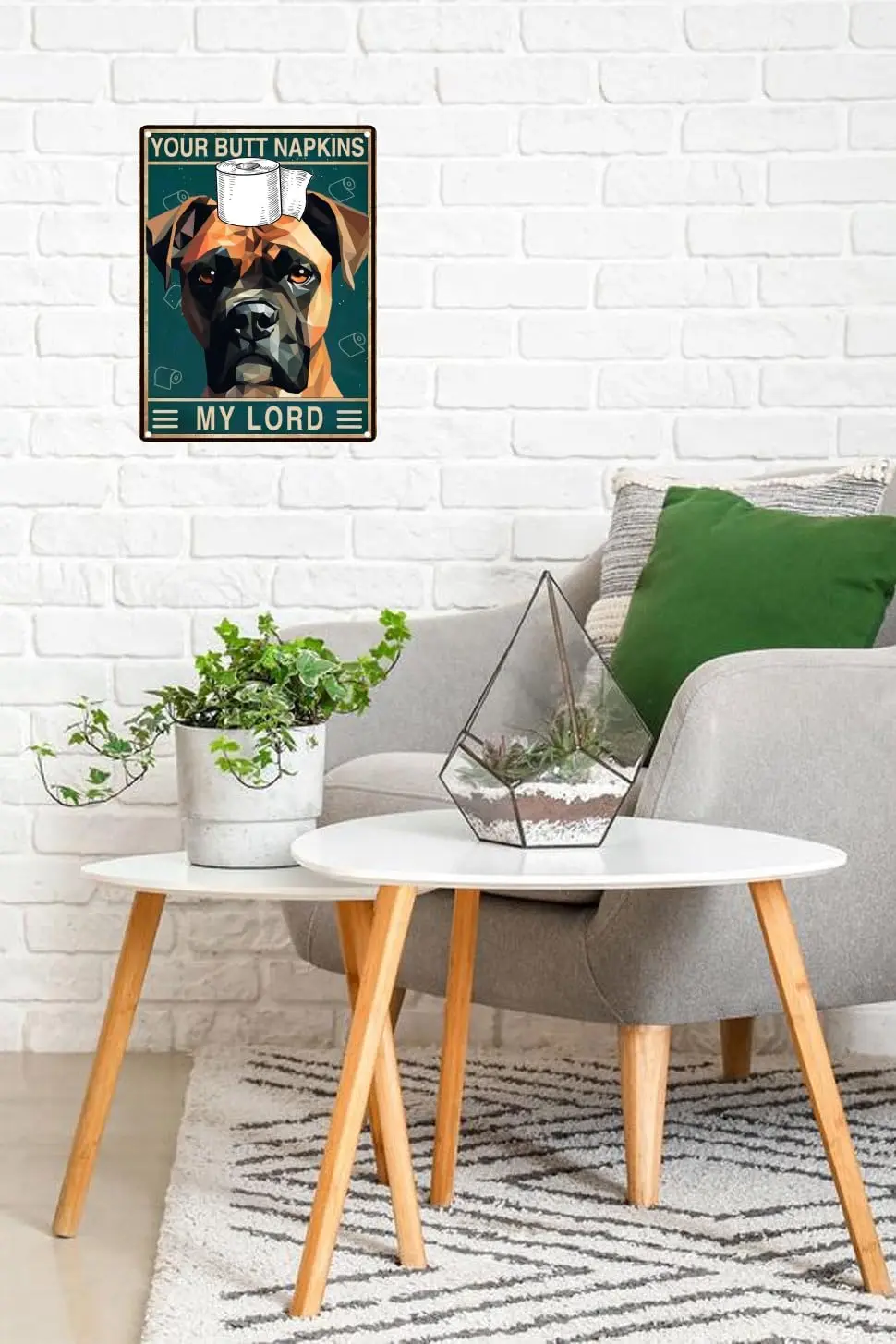 Boxer Dog 12x8 In Metal Sign Bathroom Wall Decor Sign - Your Butt Napkins My Lord - Vintage Metal Sign for Bedroom Toilet or Bat