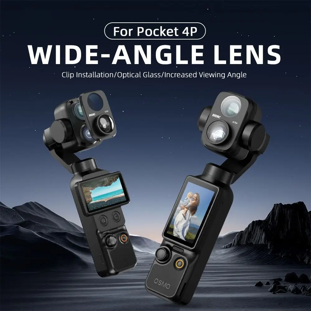 Optical Glass Wide-angle Lens FOV to 115° Anti Scratch Wide Angle Filter Quick-Release HD for DJI Osmo Pocket 4P
