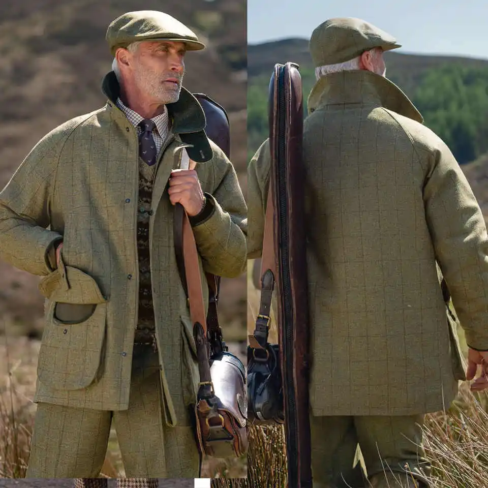 

Vintage Men Coat Wool Blend Herringbone Trench Coats Autumn Winter Warm Casual Occasion Business Blazers Customized