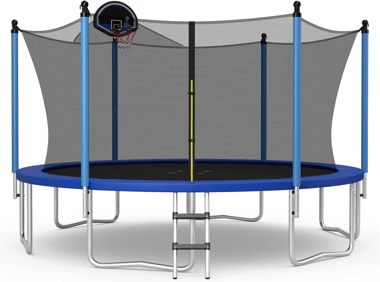 Basketball Hoop, 12 14 15 16 Ft Trampoline for Kids and Adults with Ladder, ASTM Approved Outdoor Large Recreational Trampoline