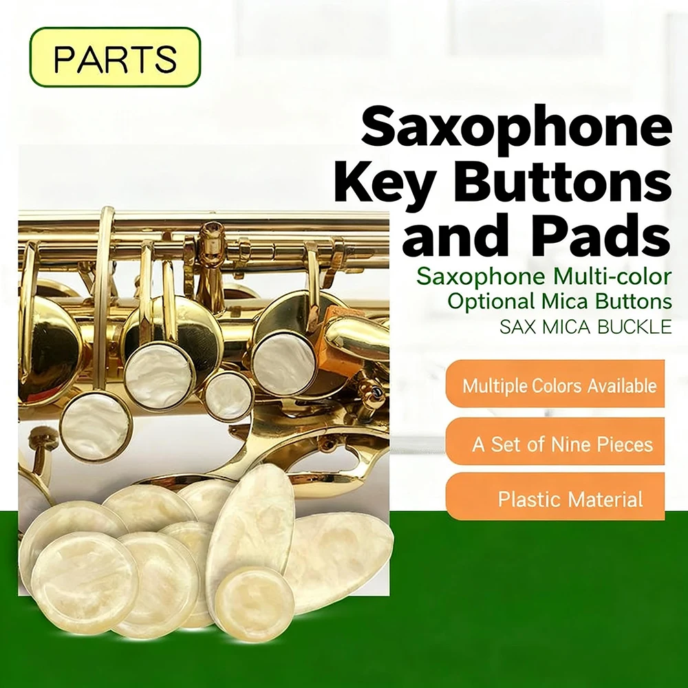 45Pcs/5Sets Saxophone Key Buttons, Pearl Shell Key Button Inlays for Alto Tenor Soprano Sax Replacement Parts & Accessory