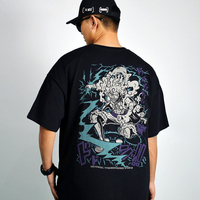 SAINT MICHAEL X ONE PIECE Animation Derivatives Men Pirate King Luffy Vintage Wang Hedi Short Sleeve TEE