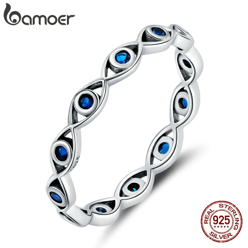 Women's Blue Zircon Silver Wedding Ring