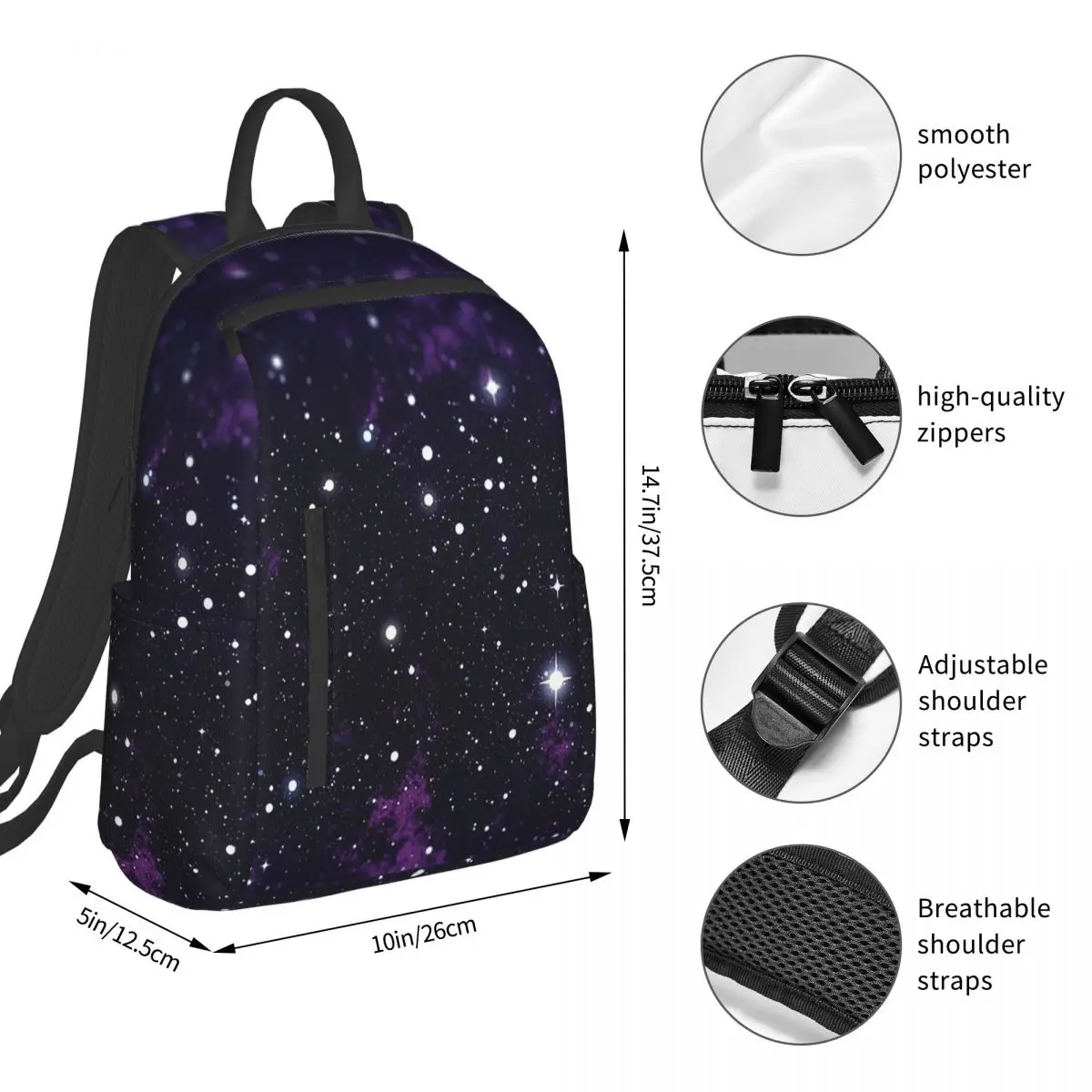 Starry Purple Galaxy Backpack Student BookBag Kids School Bag Computer Shoulder Bags Boys Girls