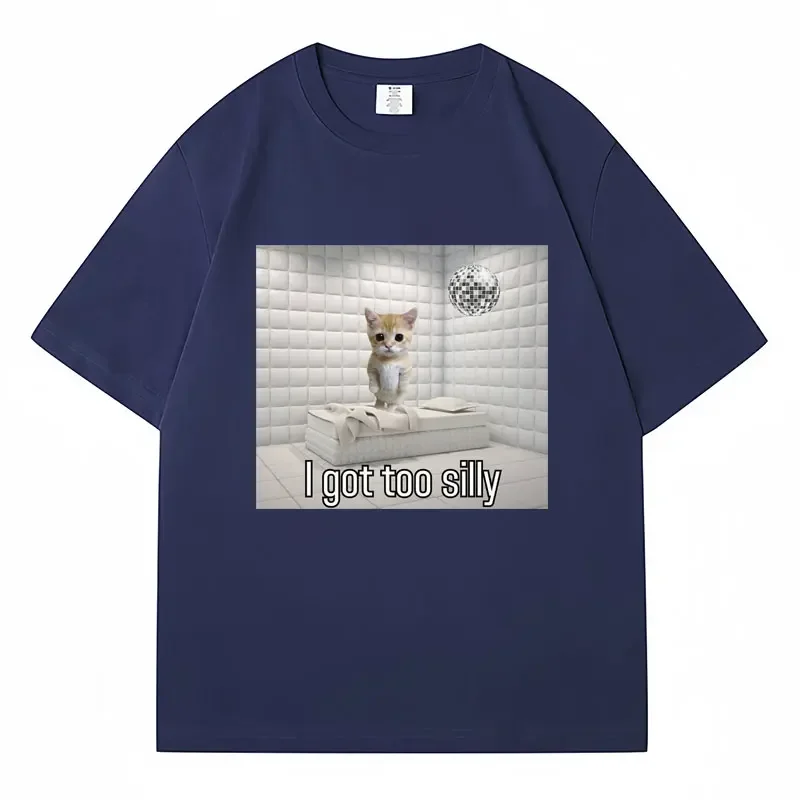 Camiseta divertida para hombre y mujer, camisa de manga corta a la moda, con estampado de gato llanto triste, ropa deportiva informal de gran tamaño para verano