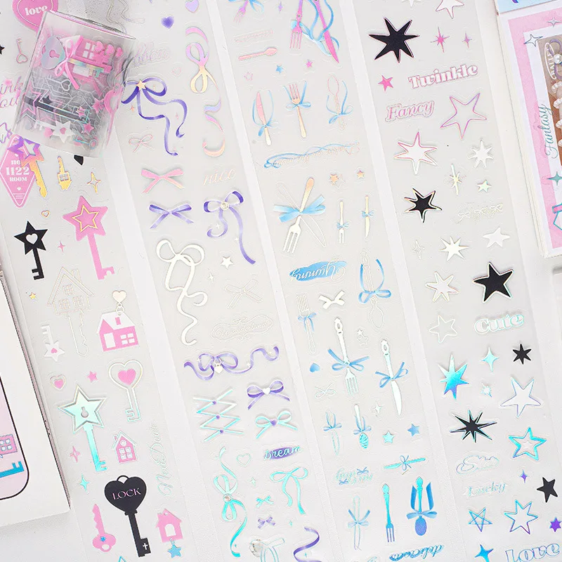 New Cute Gilt Stardust Ballet Style Decoration Adhesive Masking Tape Students Scrapbooking Journal Collage DIY Material Sticker