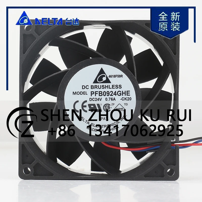 

Delta 5V 12V 48V DC24V 0.76A AC EC 9038 90X90X38MM 9CM High air Volume Dual Ball Inverter Axial Flow PFB0924GHE-CK20 Cooling Fan