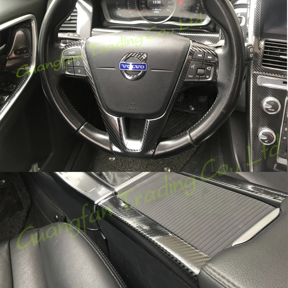 Car-Styling 3D/5D Carbon Fiber Car Interior Center Console Cover Color Change Molding Sticker Decals For Volvo XC60 2009-2017