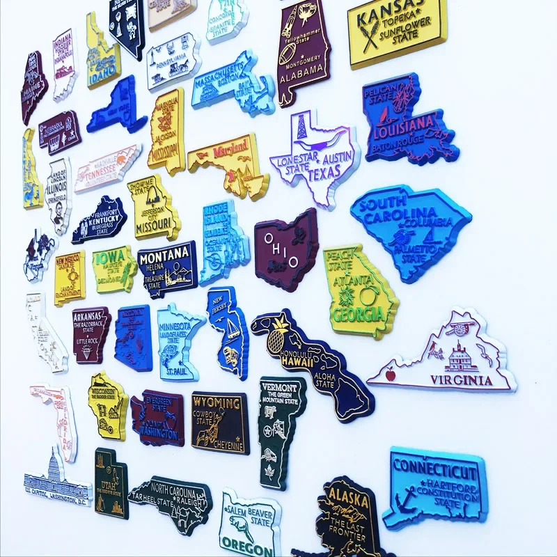 Buy 5 Get 1 U.S. States Refrigerator Magnet USA Puzzle MAP New York PVC Magnetic Fridge Sticker Home Decor Gifts Collection