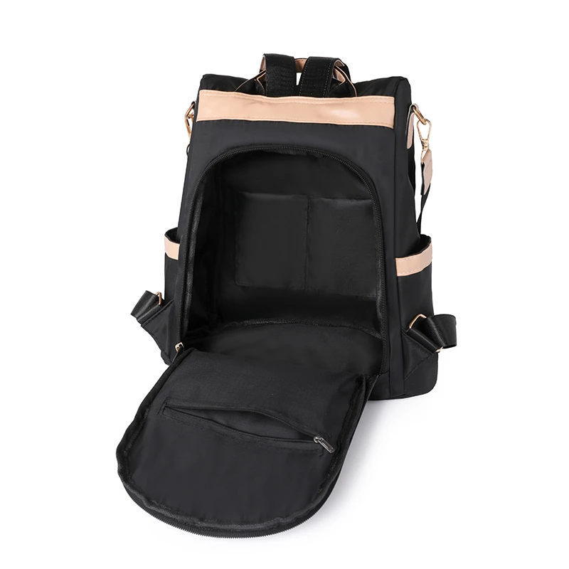 Women's Large Capacity Casual Backpack Soft Back Zipper High-Quality Nylon Everyday Use with Interior Compartments