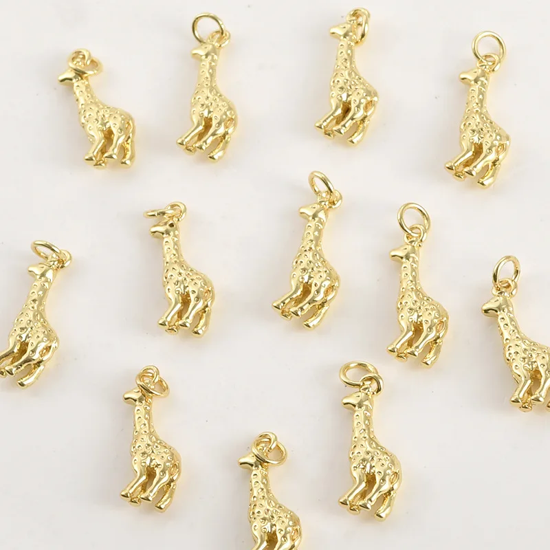 Copper-plated 14k Gold Color Three-dimensional Giraffe Pendant DIY Handmade Bracelet Necklace Earrings Accessories Material