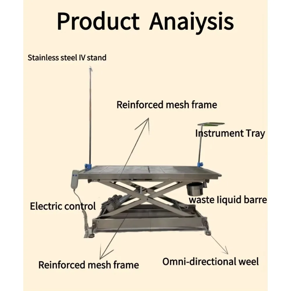 Hot-selling stainless steel pet operating table with electric adjustment function