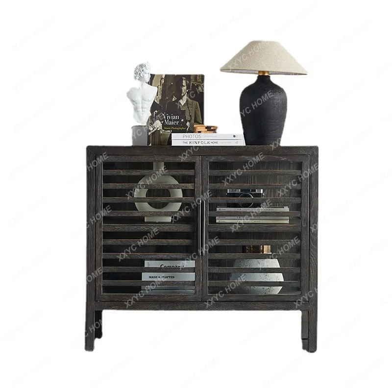 

Retro Solid Wood Sideboard Living Room Sofa Side Cabinet Modern Minimalist Locker