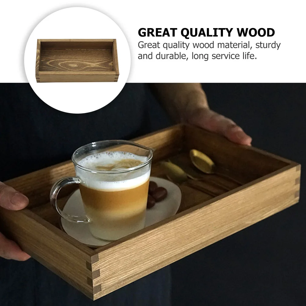 

Wooden Mortise Tenon Multi purpose Storage Dessert Snack Tray Retro Style Tray Sturdy Long Life