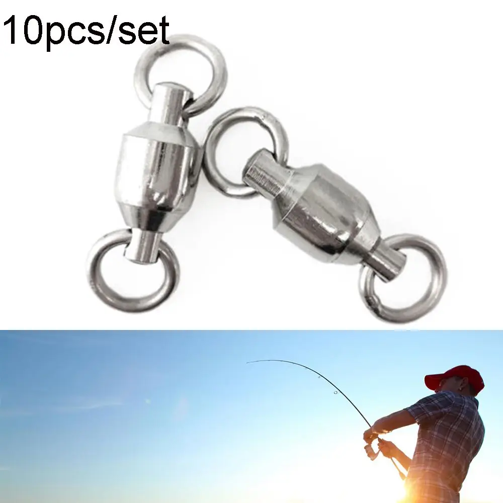 10PCS high strength Stainless Steel Size 0# to 10# Fishing Rolling Swivel Connector Solid Ring  Heavy Duty Ball  Bearing Barrel