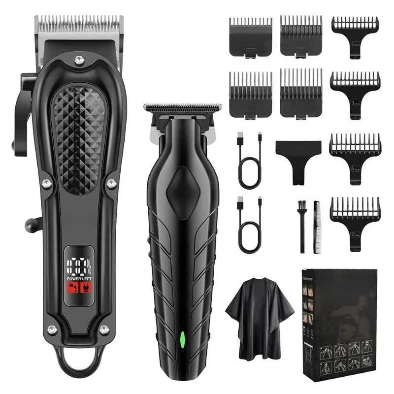 Professional Rechargeable Hair Clipper for Men, Cordless Electric Beard Trimmer Grooming Kit, Home Barber Hair Cutting Machine