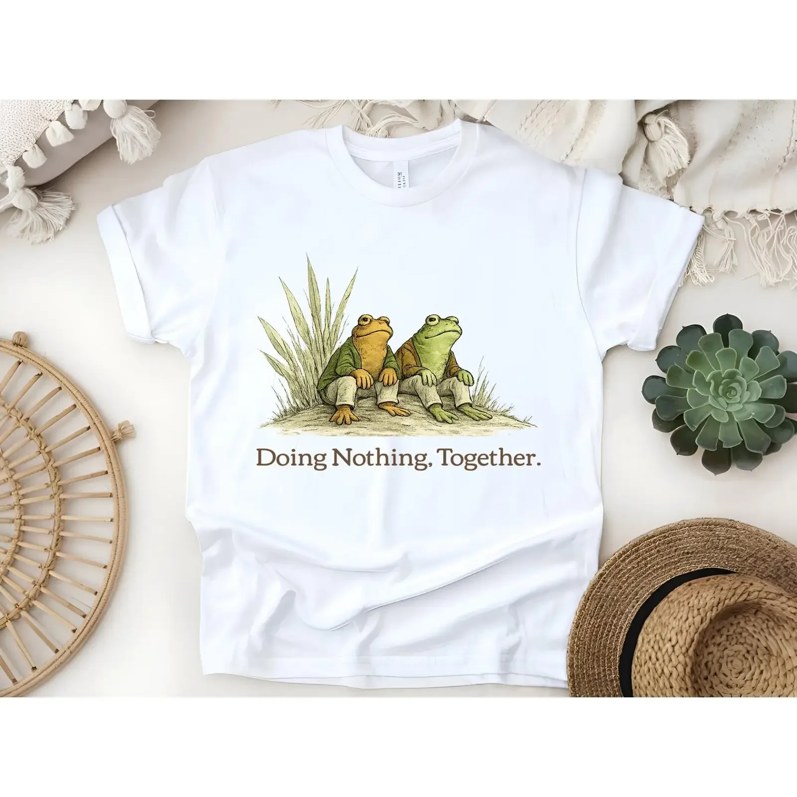 Doing Nothing Together Frog And Toad T Shirt Cottagecore Aesthetic Cute Vintage Animal Introvert  vintage Washed Soft graphic