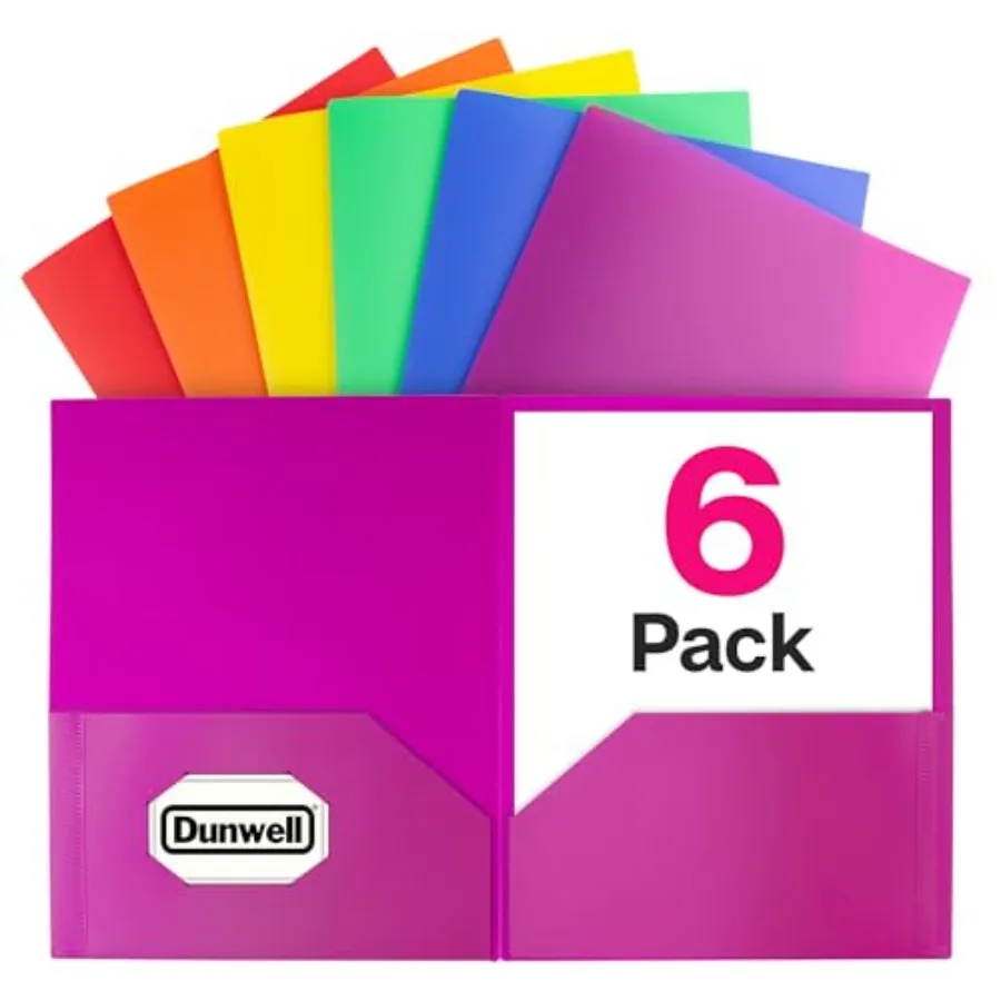 

Plastic 2-Pocket Folders,Assorted Colors,8.5x11 Document Folders for School and Office, Heavy Duty Poly, Long Lasting, Includes
