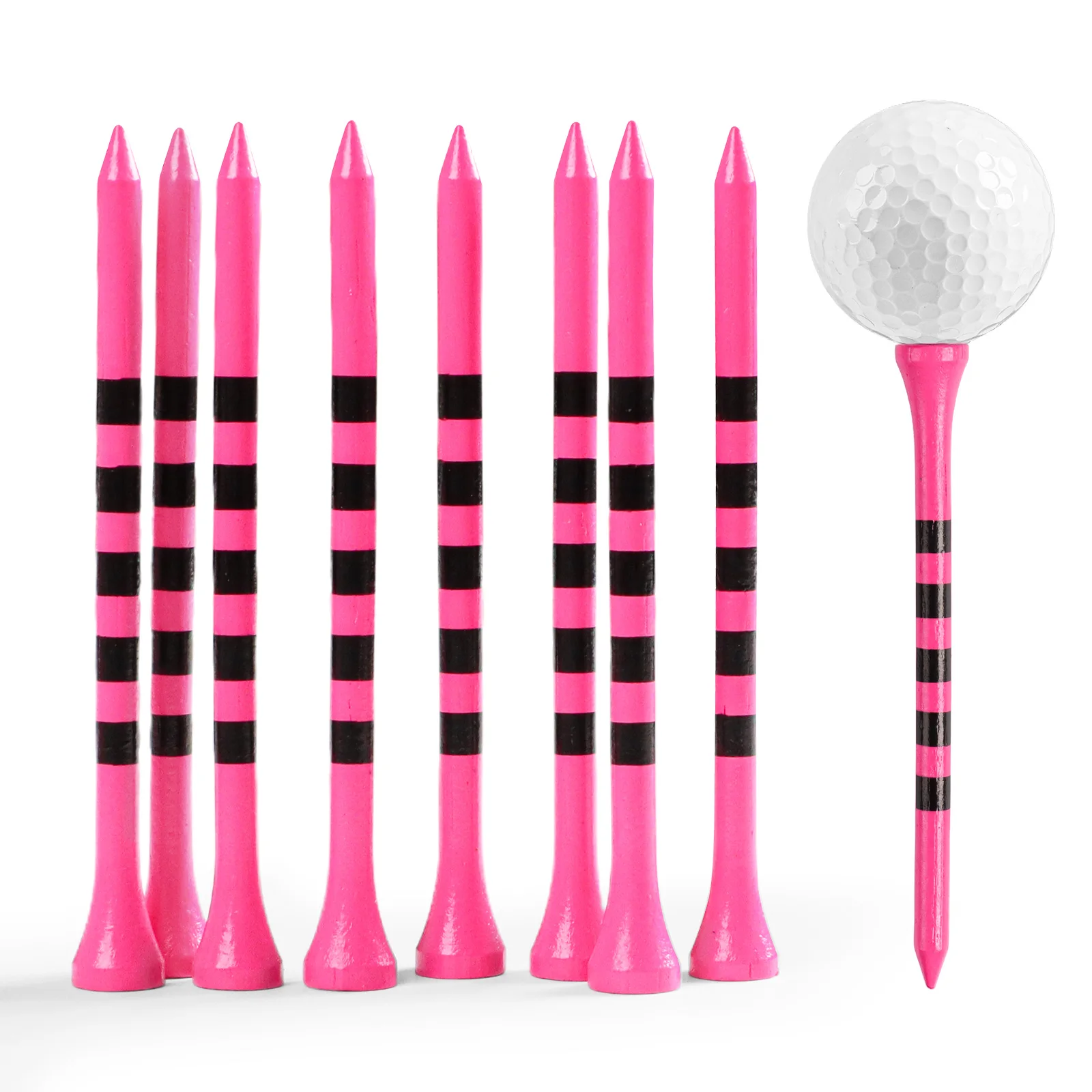 Golf Tees Wood Long 4 Inch Value 30 Pack, Bright Color Tall Bamboo Tees with Striped Design for Consistent Height