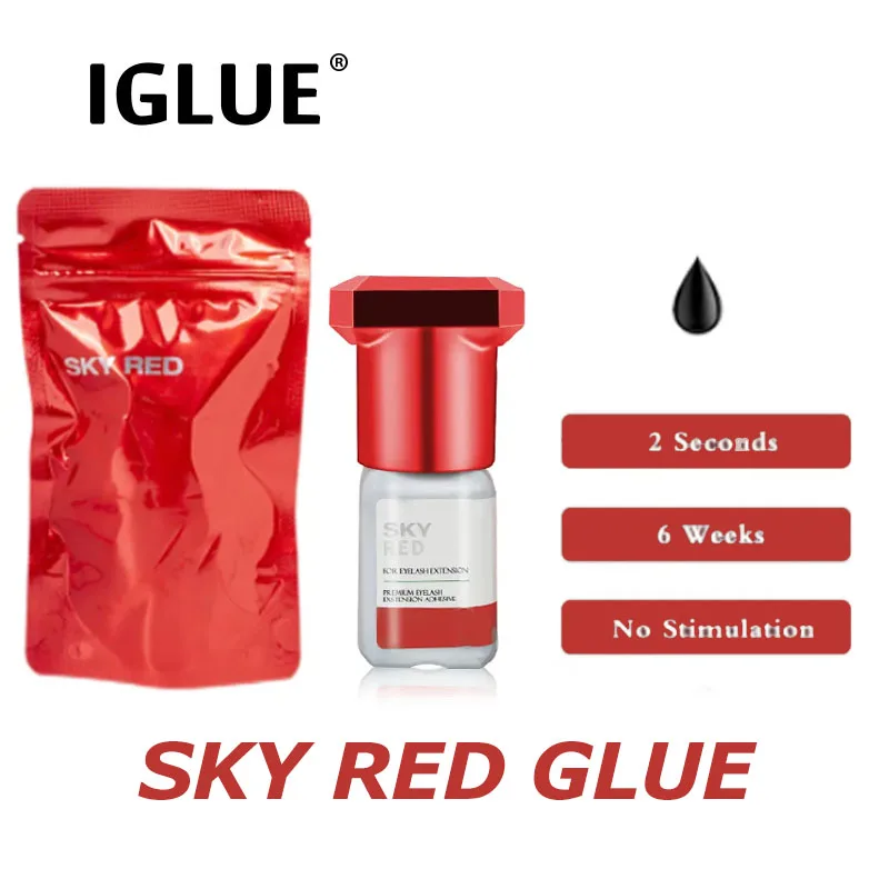 2/5/10 Bottles Original Sky Red Glue Korea 5g Fast Drying Retention 6-7 Weeks Grafting Lash Strong False Lash Adhesive Tools